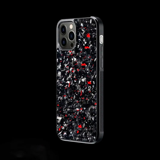 IPHONE X RED FLAKED CARBON CASE