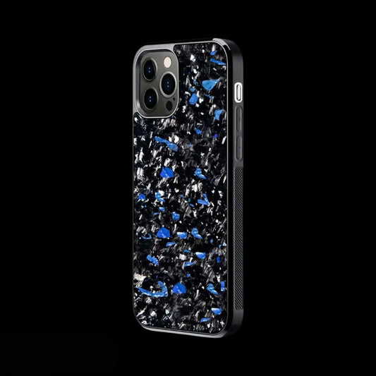 IPHONE X BLUE FLAKED CARBON CASE